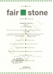 Fair Stone Beispielurkunde